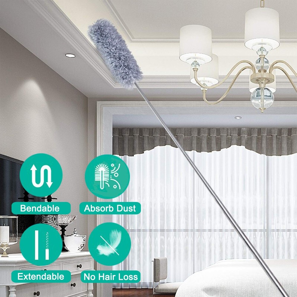 Microfiber Feather Duster, Extendable Cobweb Duster with 100 inches Extension...