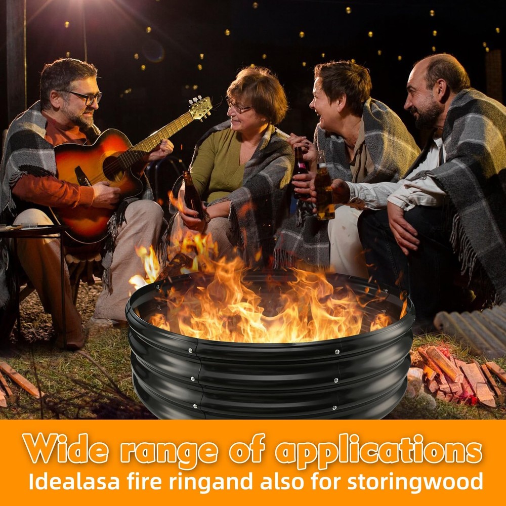 60" Round Galvanized Steel Fire Ring Pit for Backyard,Camping,Bonfire; Round ...