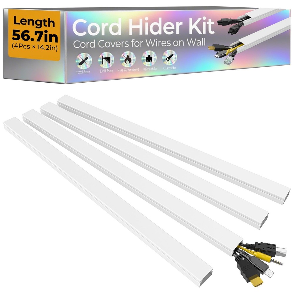 Cable Hider Wire Cover 56.7in Wall Mount White