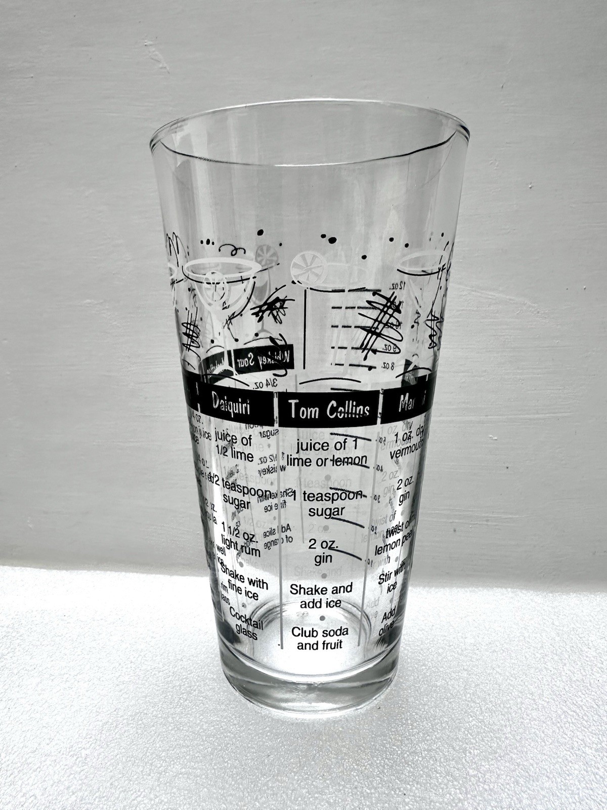 NEW 5 Pc Cocktail Shaker Kit Bar Mixing Recipe Glass Strainer Bartender Set