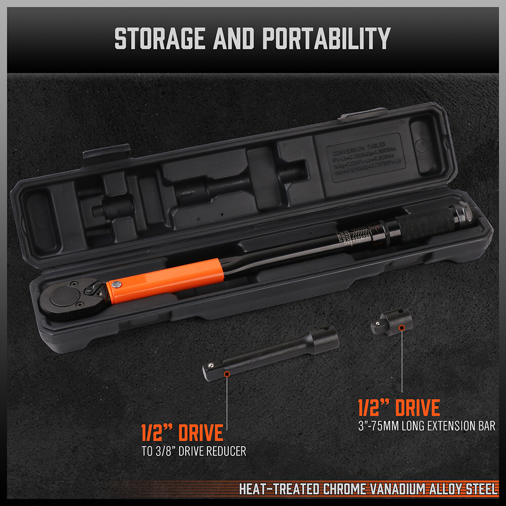 1/2" Torque Wrench Snap Socket Professional Drive Click Type Ratcheting