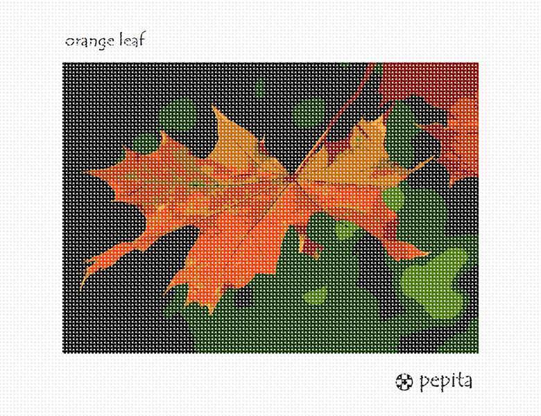 Orange Leaf Needlepoint Kit or Canvas