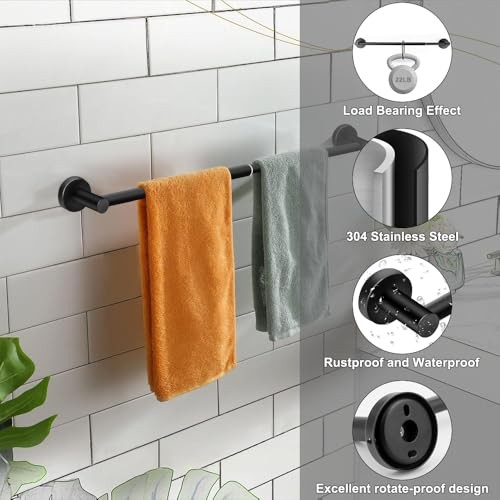 Towel Racks for Bathroom-Adjustable Towel Black 1Pack-Towel Bar