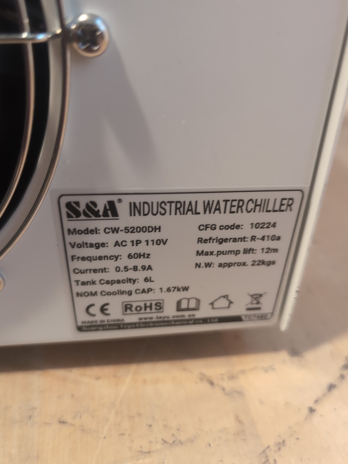 S&A Genuine CW-5200DH Industrial Water Chiller
