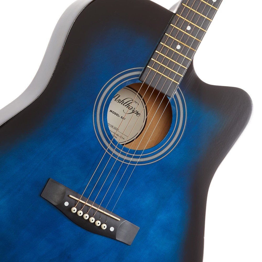 41-inch Beginner Cutaway Acoustic Guitar Package (Blue), Full Size Basic Star...