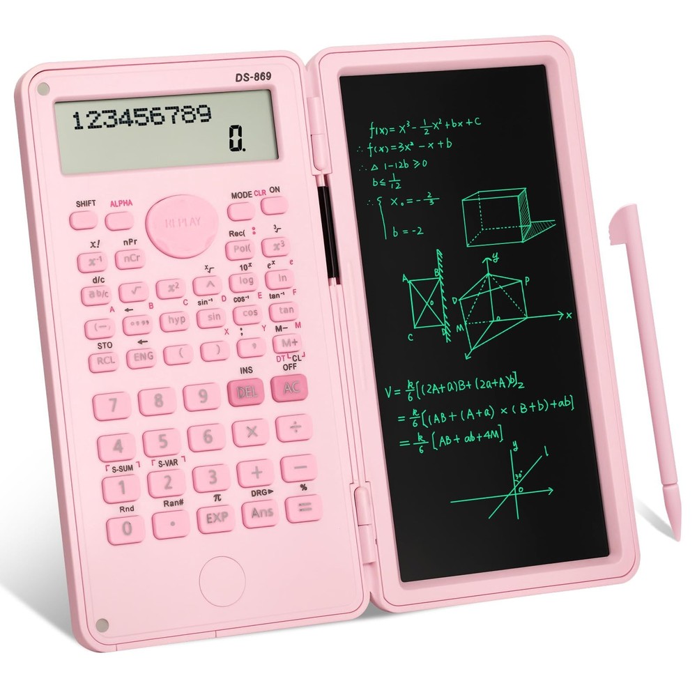 Scientific Calculator with LCD Writing Tablet Notepad, 240 Functions Foldable...