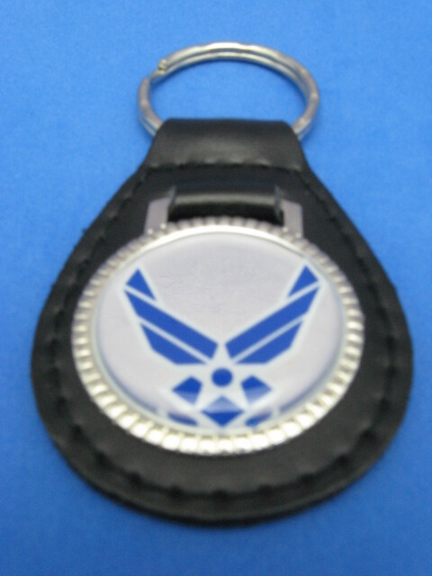 U.S. AIR FORCE BLACK LEATHER KEYRING KEYFOB #225