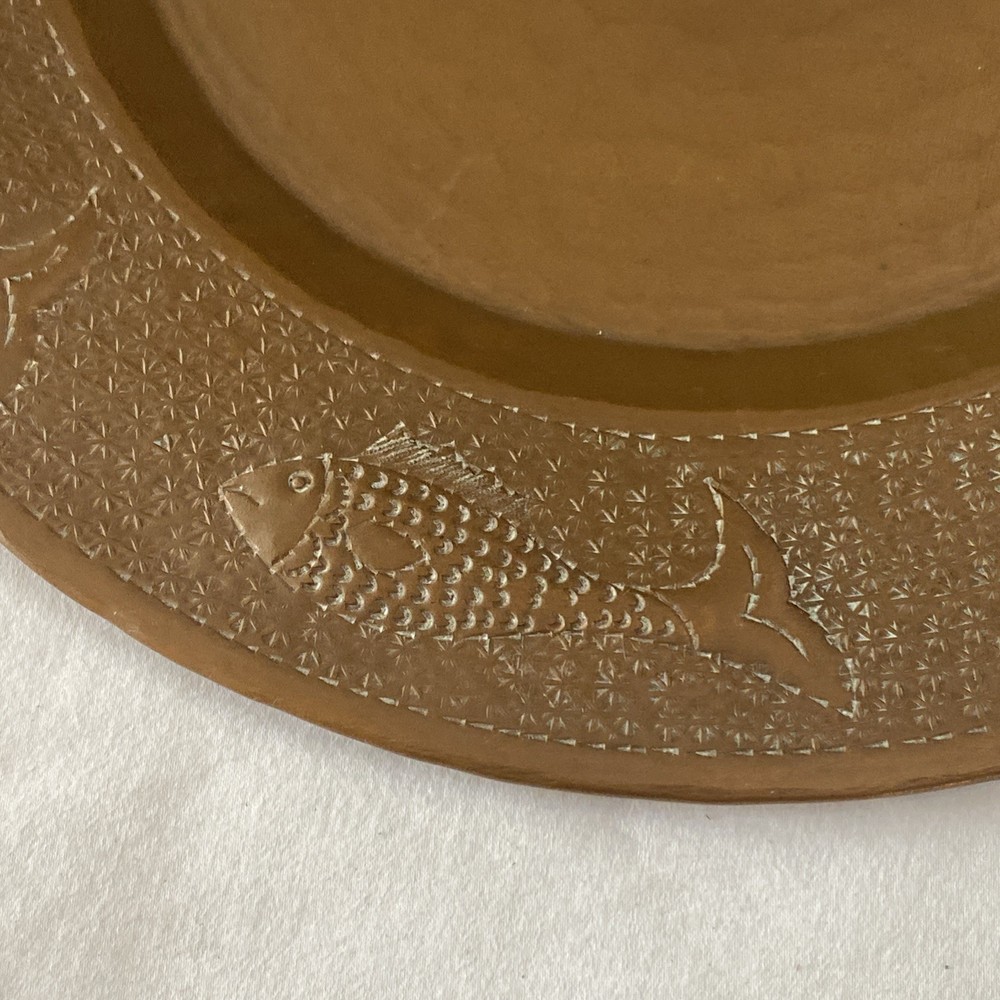 Vintage Solid Copper Plate Fish Motif 12” Wide