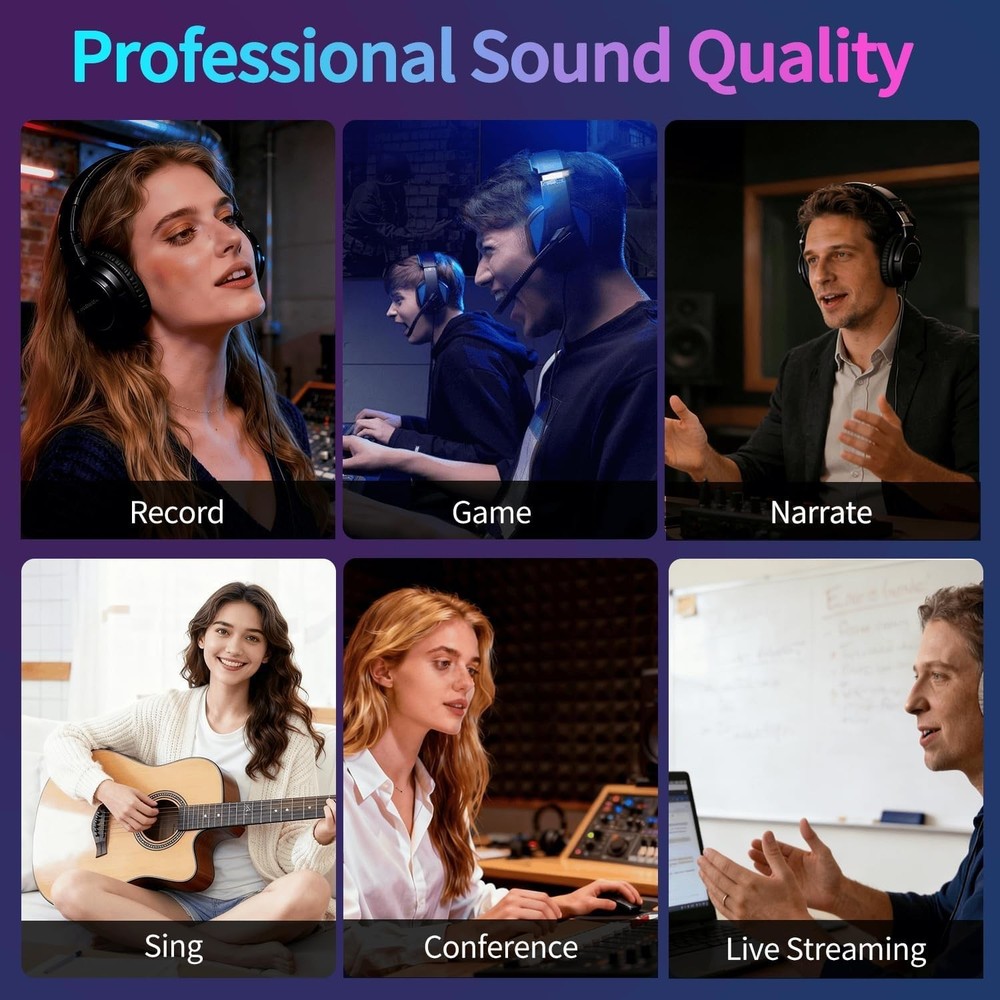 Pro USB Gaming Microphone with Real-Time Control & Advanced Noise Reduction