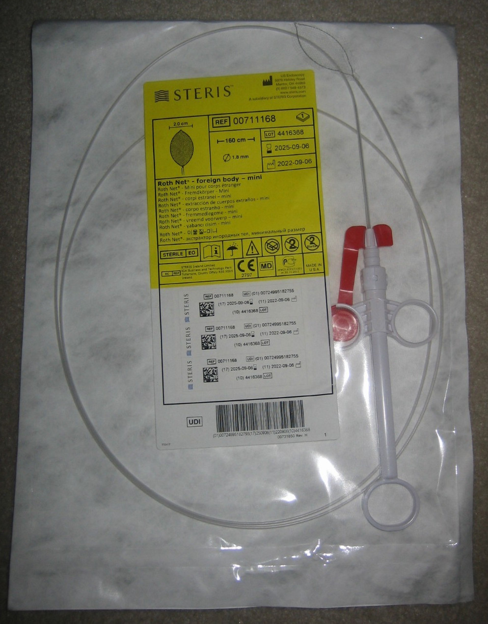 US Endoscopy Steris 00711168 Roth Net Foreign Body Retriever 160cm Exp 2025-09