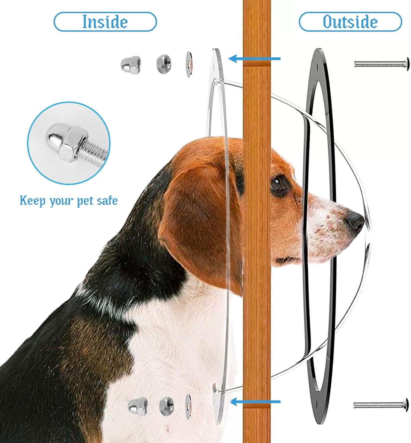 2 Pack Dog Fence Window with Air Holes Clear Pet Bubble View Dome Door Peek S...