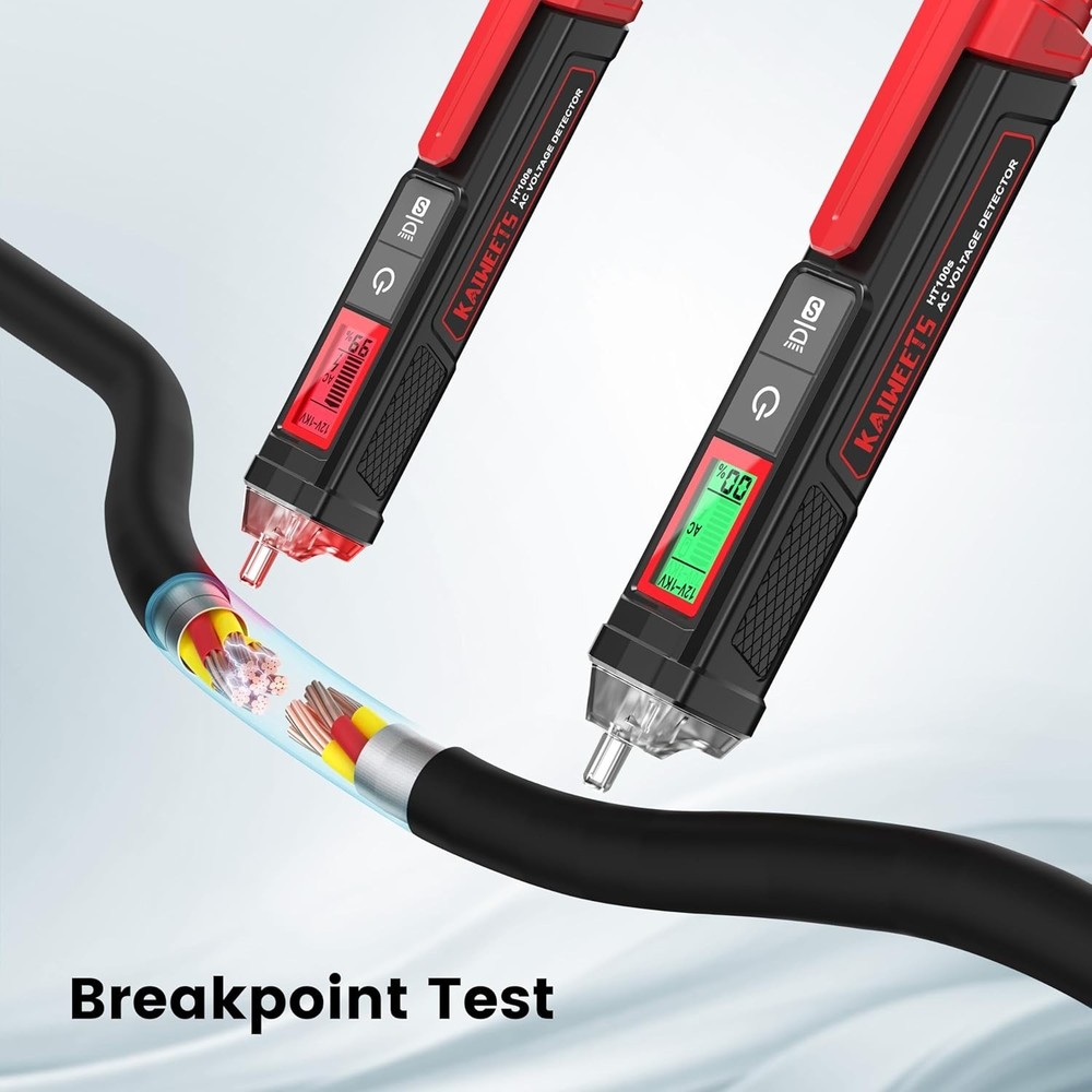 Compact Dual Range Voltage Tester with LCD and High Voltage Alert Features