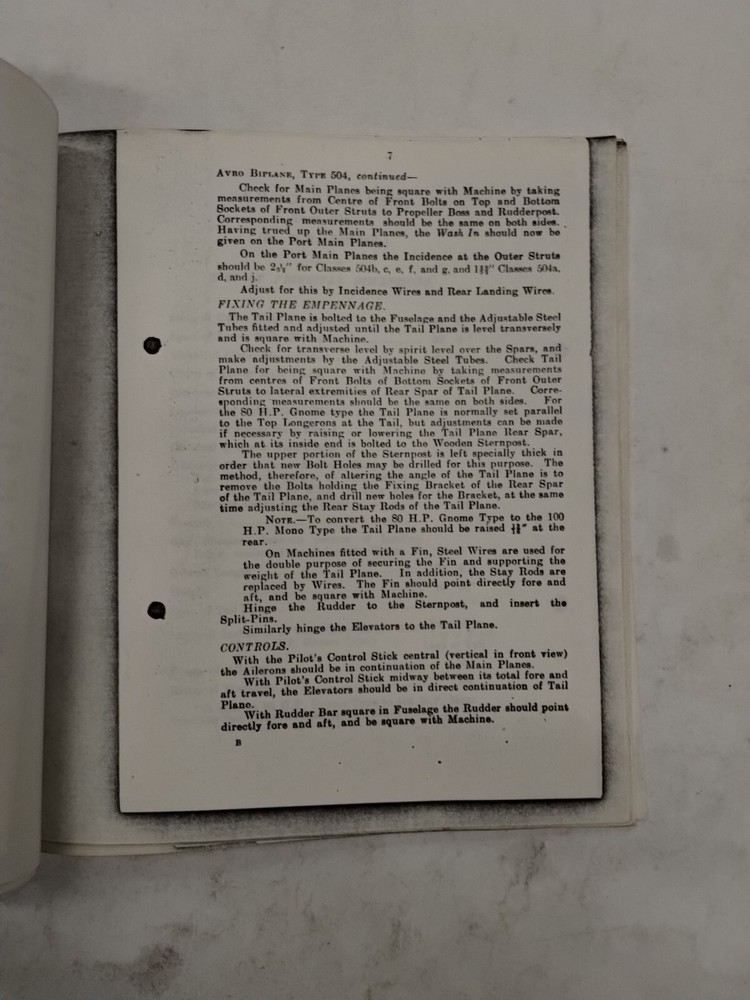 Avro Biplane Type 504 Rigging Notes-Copy