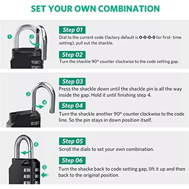 2 Pack 4 Digit Combination Padlock with Keys for School Gym Locker Waterproof
