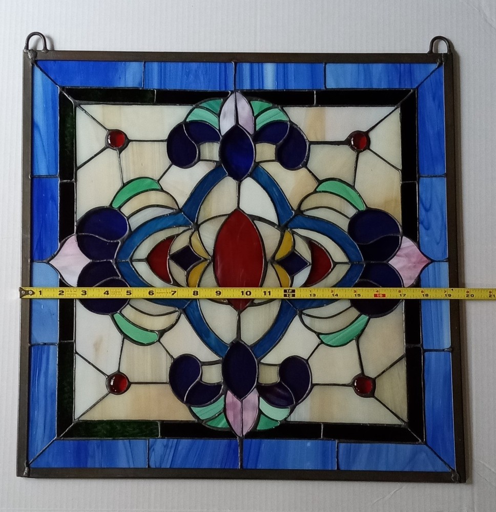 Stained Glass Window Hanging Panel *Artisan Statement Piece* 19.5" Square