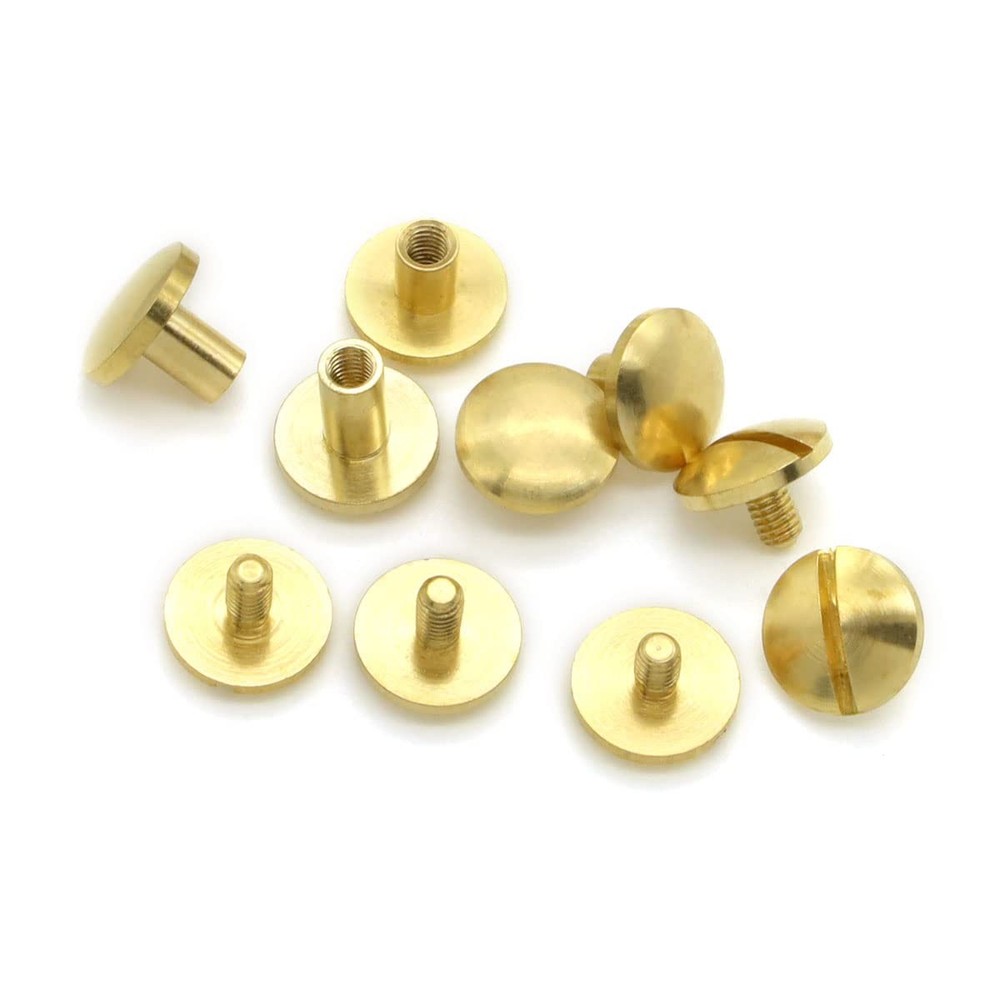 60 Sets Brass Screws Leather Fasteners Rivets Kit with Install Hole Punch5 Sizes