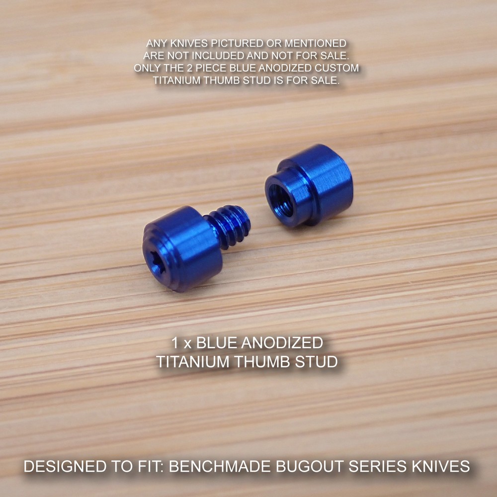 Benchmade 535 BUGOUT Knife 2 PC Custom Titanium Thumb Stud Set Anodized BLUE