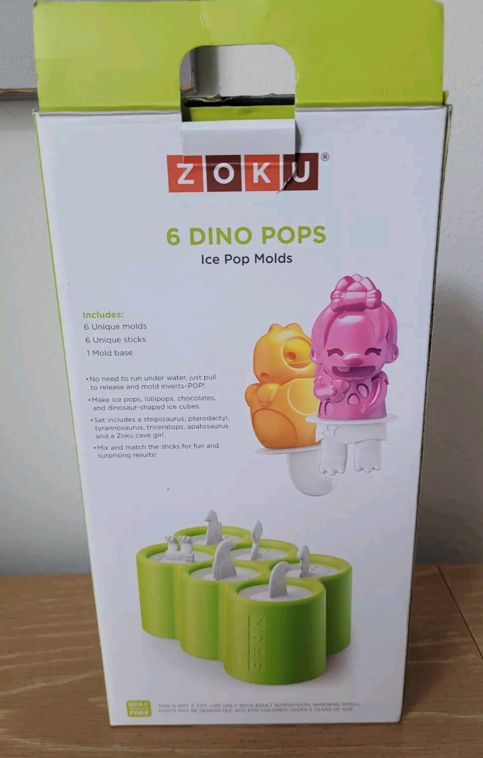 Zoku Dino Pop Molds Easy Release Silicone Popsicle Molds ***NEW