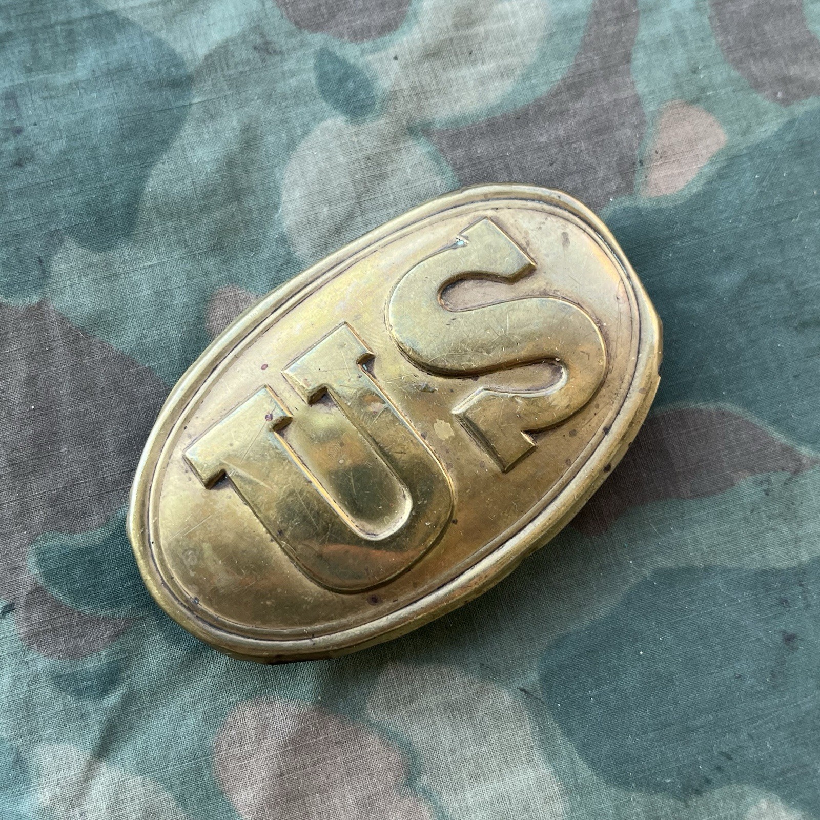 Vintage Civil War US Belt Buckle Lead Filled Reproduction Used