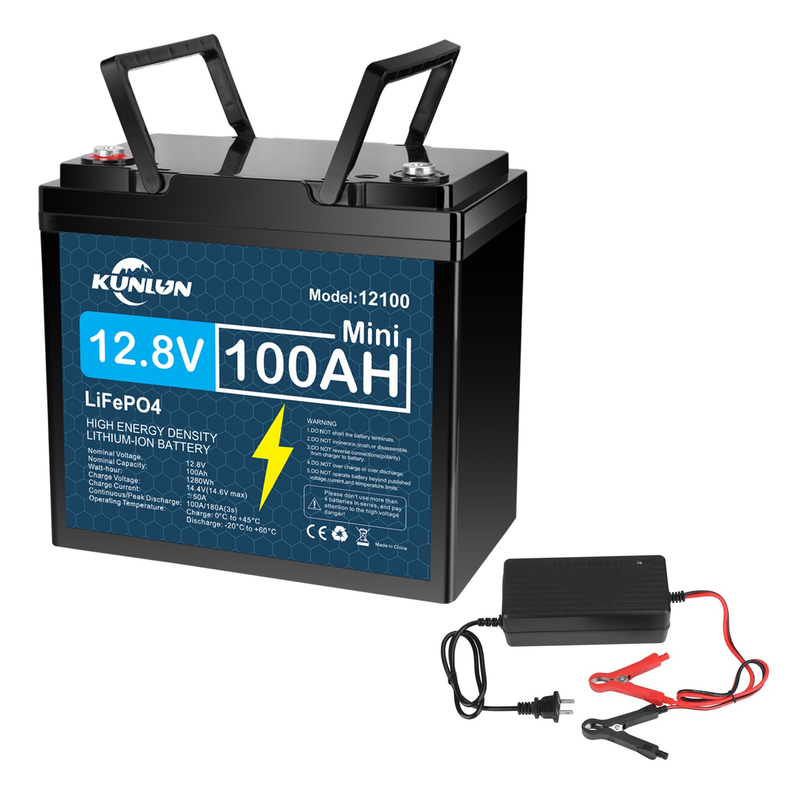 12V 100Ah LiFePO4 Lithium Battery Only/Charger Only/Combo for Trolling Motor Lot