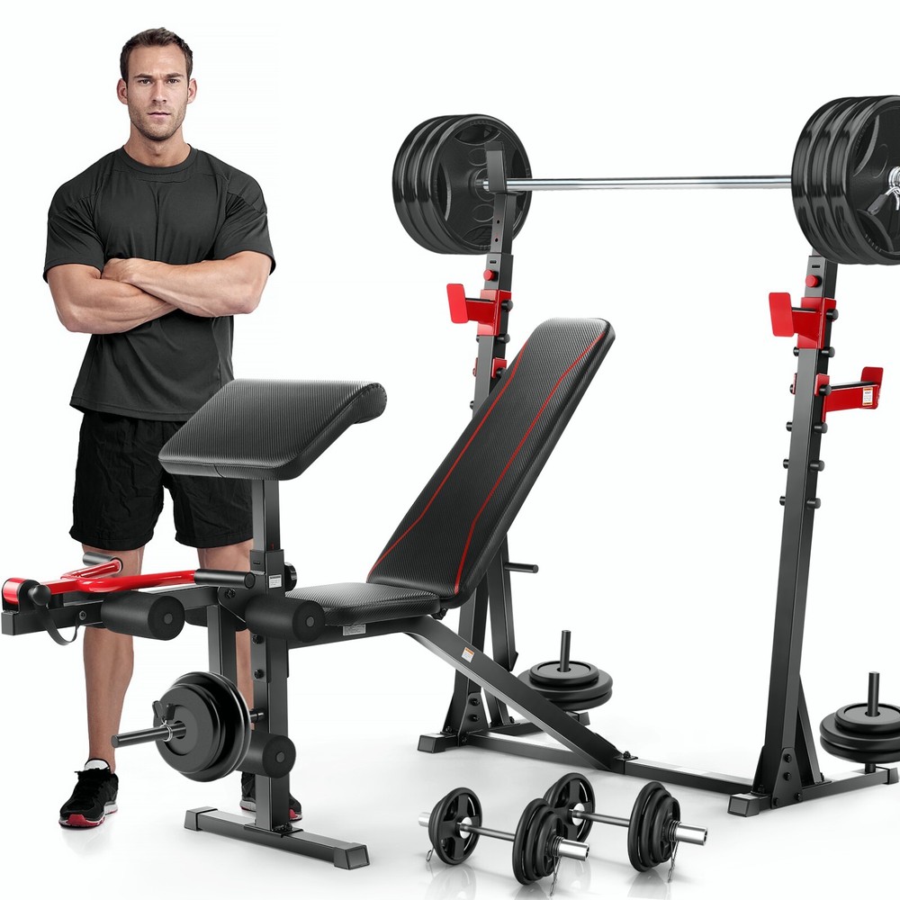 900LBS Adjustable Foldable Exercise Weight Bench Workout Bench Gym With V-Handle