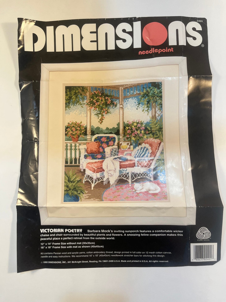Dimensions Needlepoint Kit #2401 "Victorian Poetry" - Started