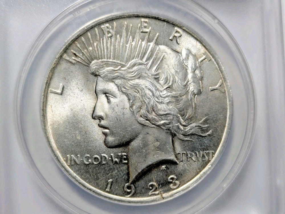 1923 Peace Silver Dollar ANACS MS-63 Struck on Cracked Blank Planchet Mint Error