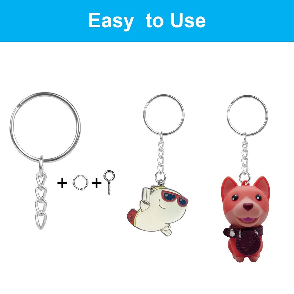150PCS Sliver Keychain Rings Key Ring with Chain ComboMiddle, silver