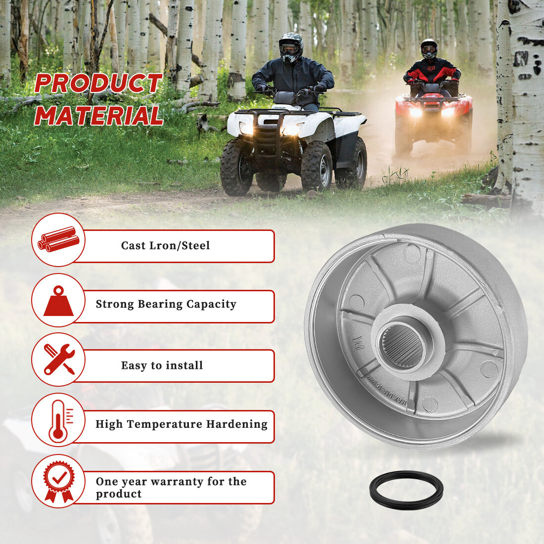 Rear Brake Drum Hub for Honda Rancher 420 TRX420FE/FM/FPE/FPM/TE/TM 2007-2013