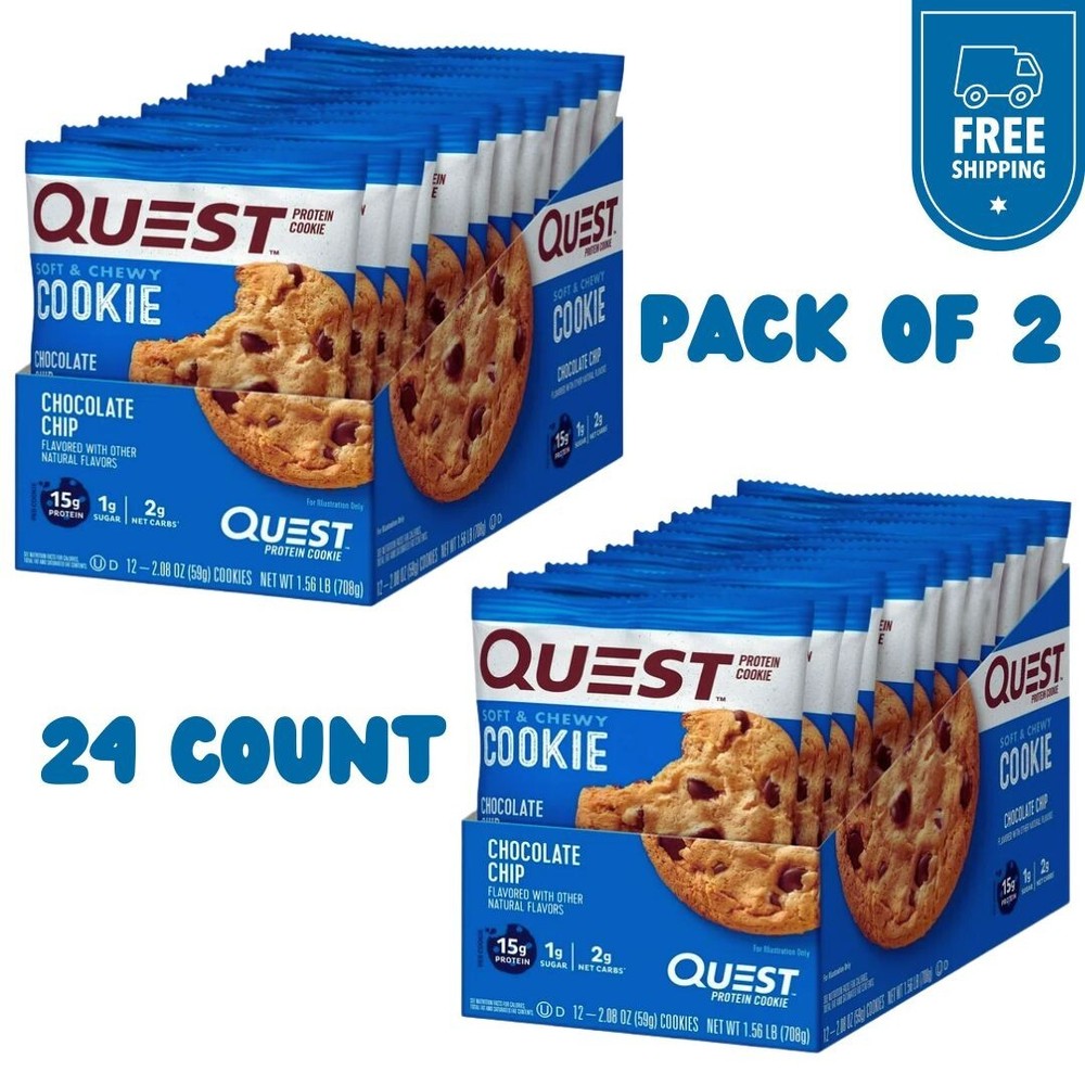 Quest Protein Cookie, Chocolate Chip, 15g Protein, 24 Count
