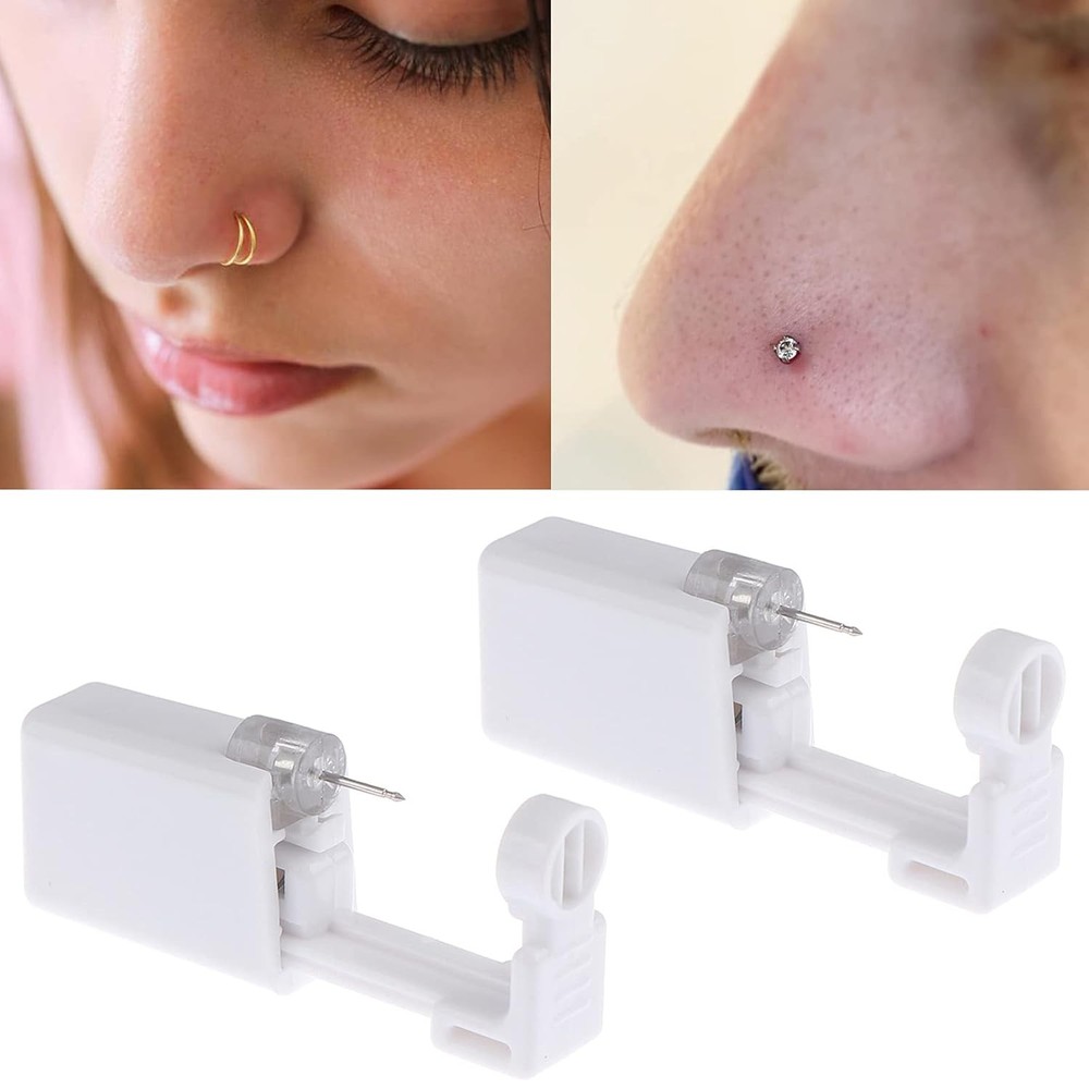 Nose Piercing Gun Kit Disposable 2 Pack with Studs