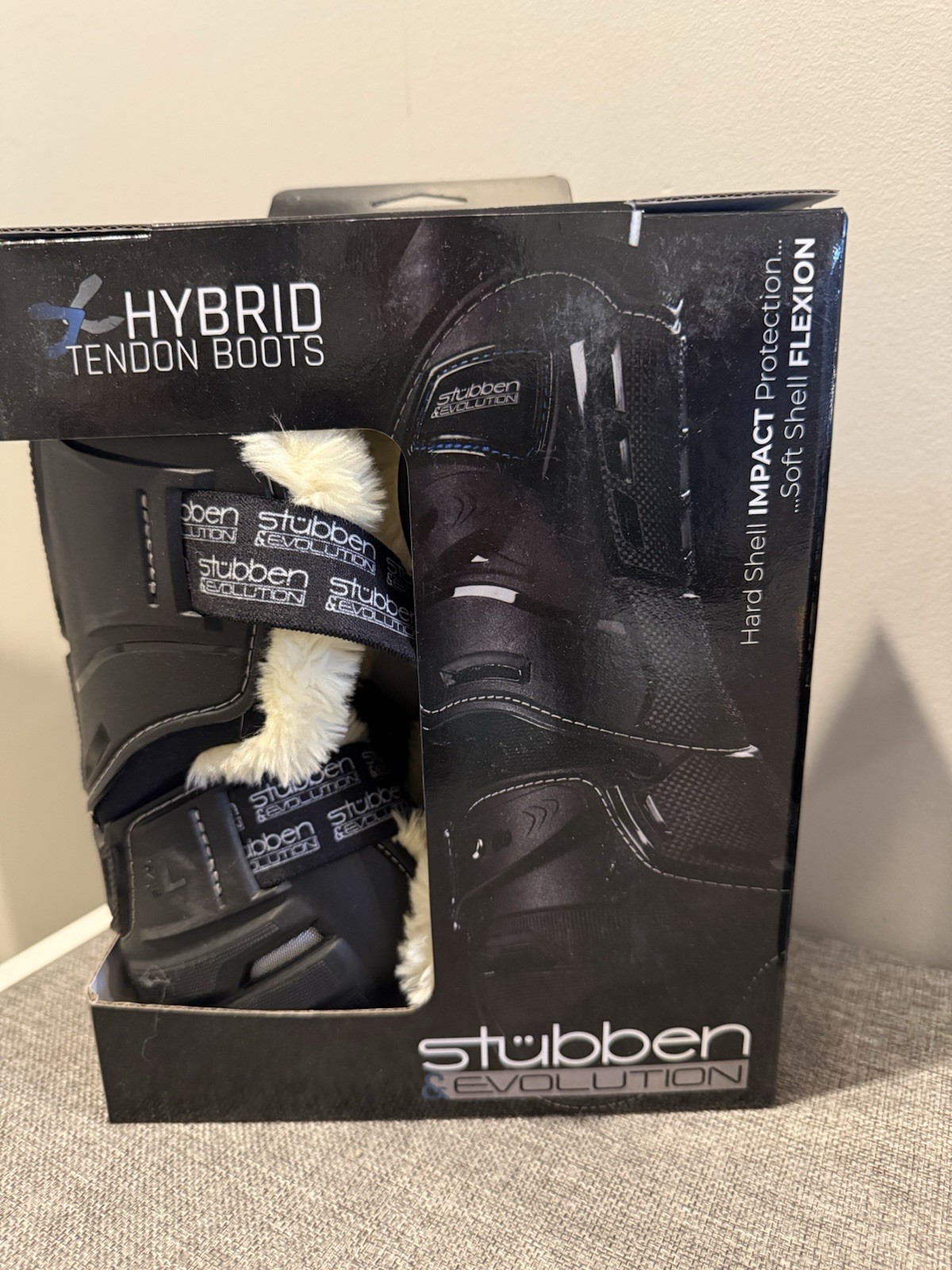 Stubben Hybrid Open Fleece Lined Front Horse Boots Black Large New In Box