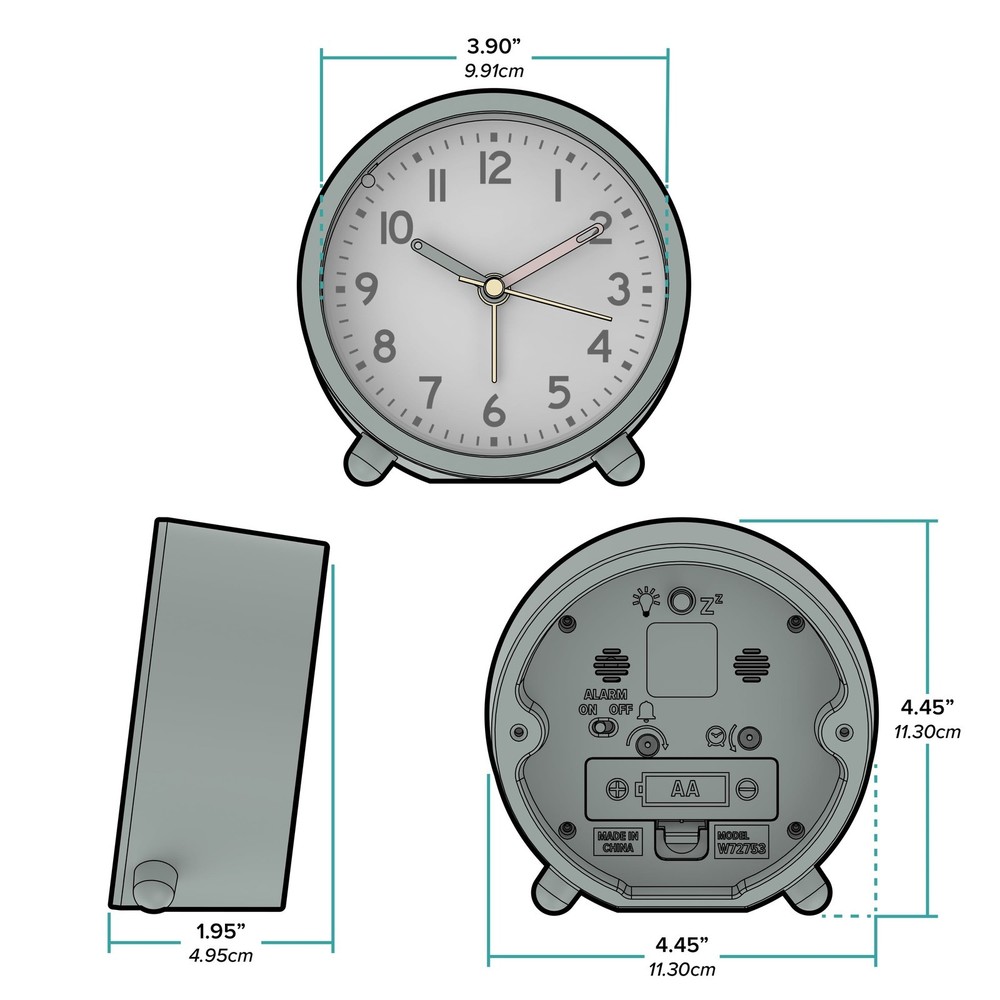 Green Mini Analog Alarm Clock Compact
