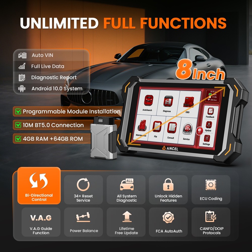 ANCEL DS600 Elite All System Bidirectional Diagnostic Scanner ECU Coding IMMO