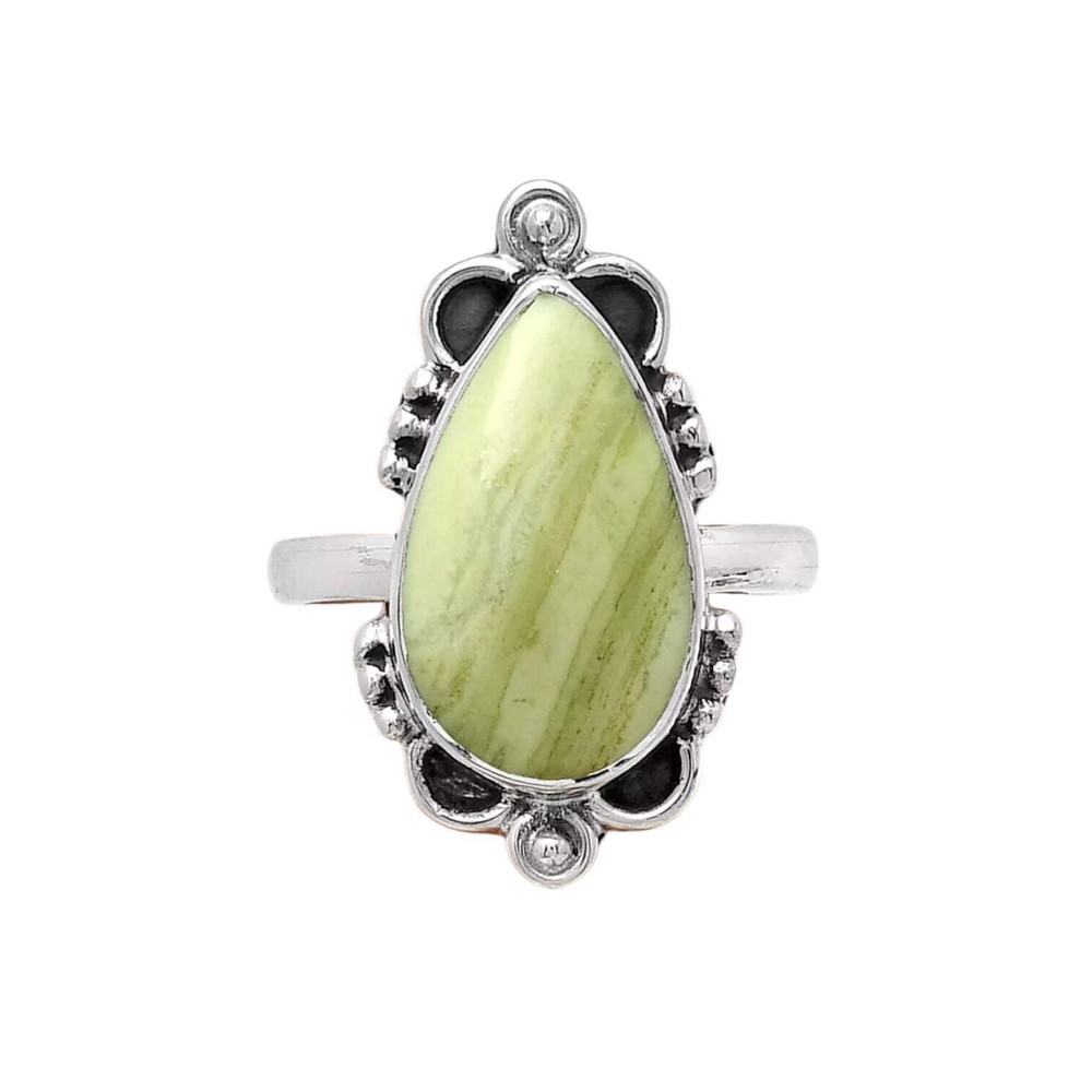 Serpentine Solid 925 Sterling Silver Ring 7.5