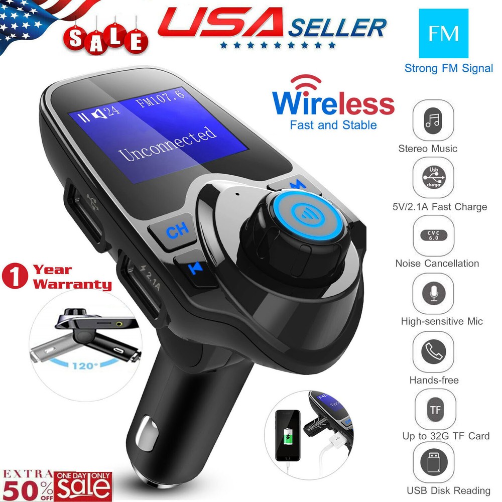 Wireless Car FM Transmitter Radio Adapter Mp3 Player AUX In Dual USB Charger