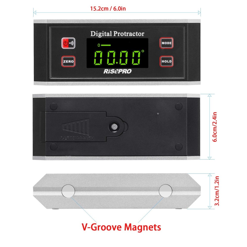 Inclinometer, RISEPRO® Digital Protractor Angle Finder Level Inclinometer Mag...
