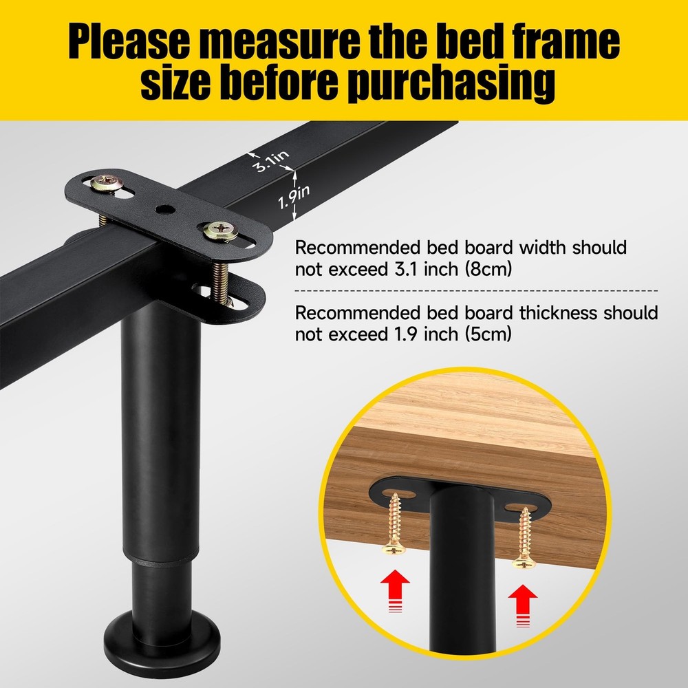 Adjustable Height Bed Frame Center Support Legs Replacement with Wider Base,B...