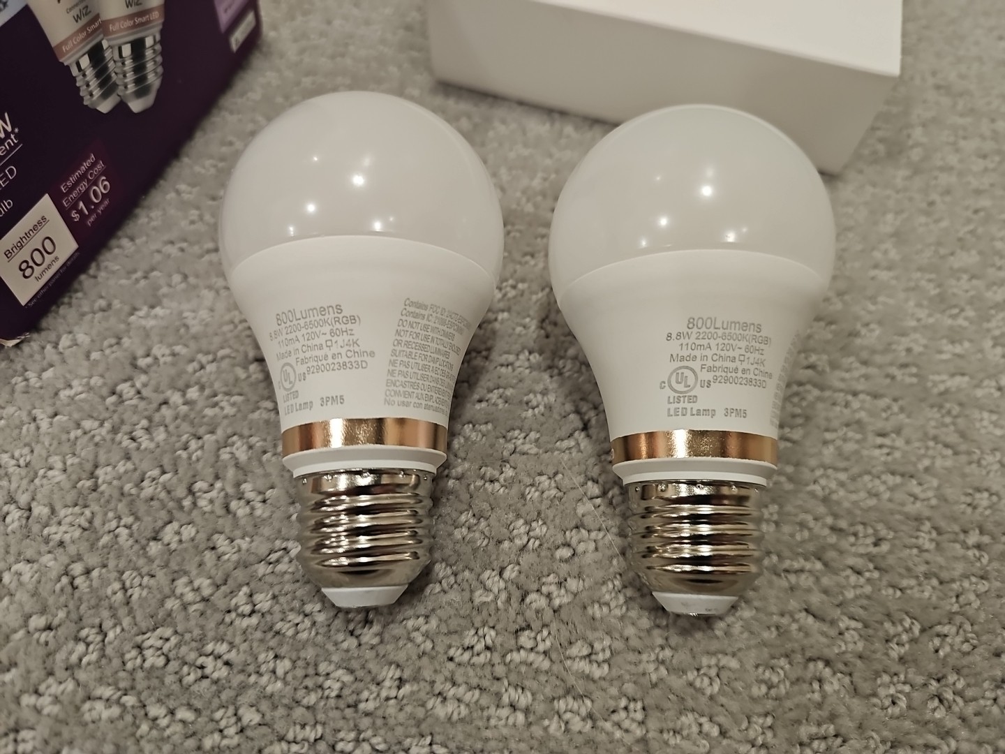 2 PACK Philips Wiz LED Wi-Fi Smart Bulb Full Color 60W REPLACEMENT 2 BULBS LB27