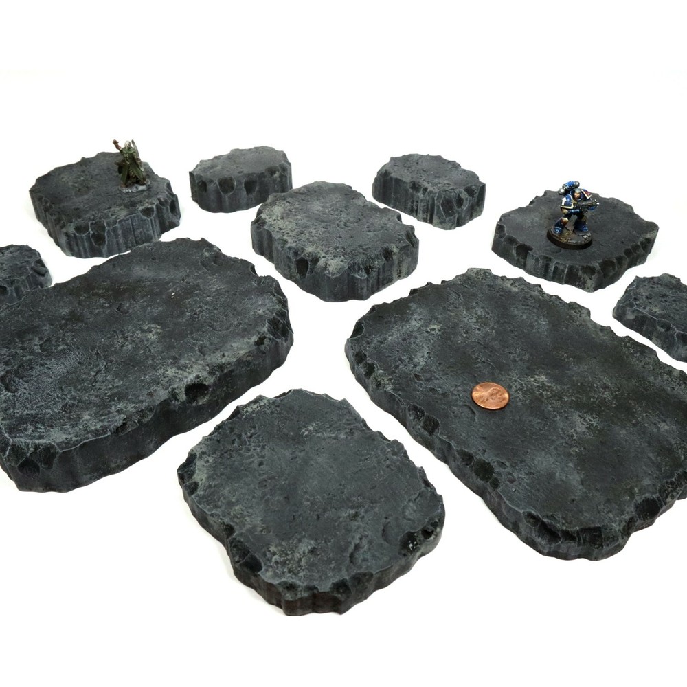 Handmade Basalt Black Stacking Hills -Premium Modular Terrain for Tabletop Games
