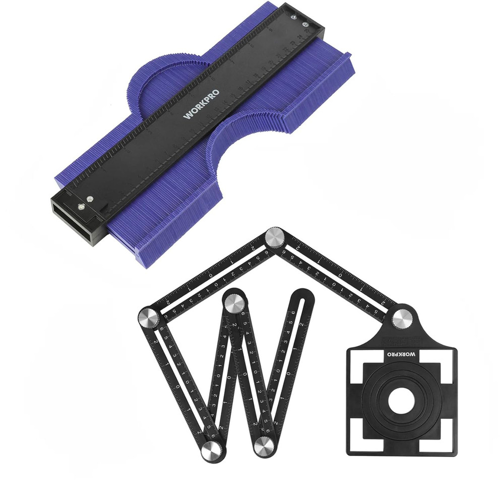 10" and 6-Sided Angle Measuring Tool Combo Kit, Plastic Shape Contour Gauge Dupl