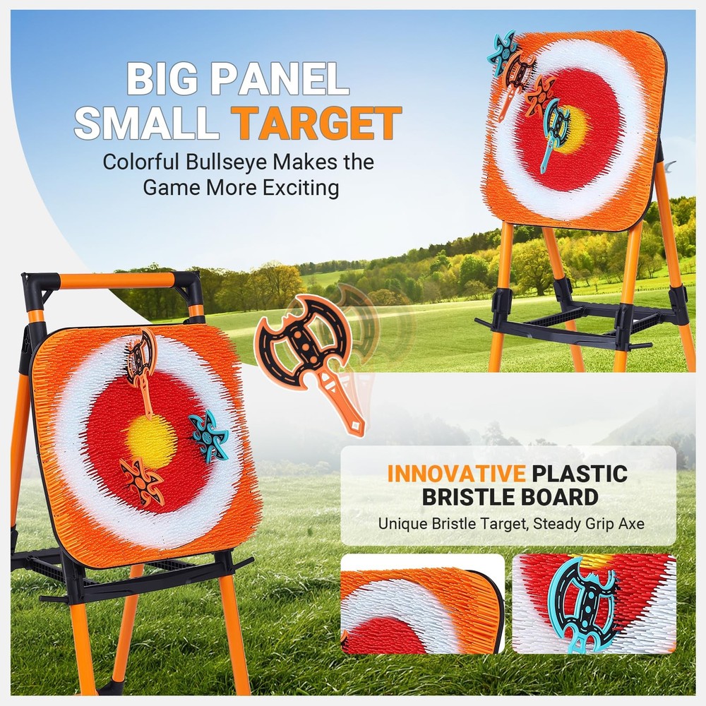 Axe Throwing Game Bristle Target with 16 Throwing Axes, Axe Throwing Outdoor ...