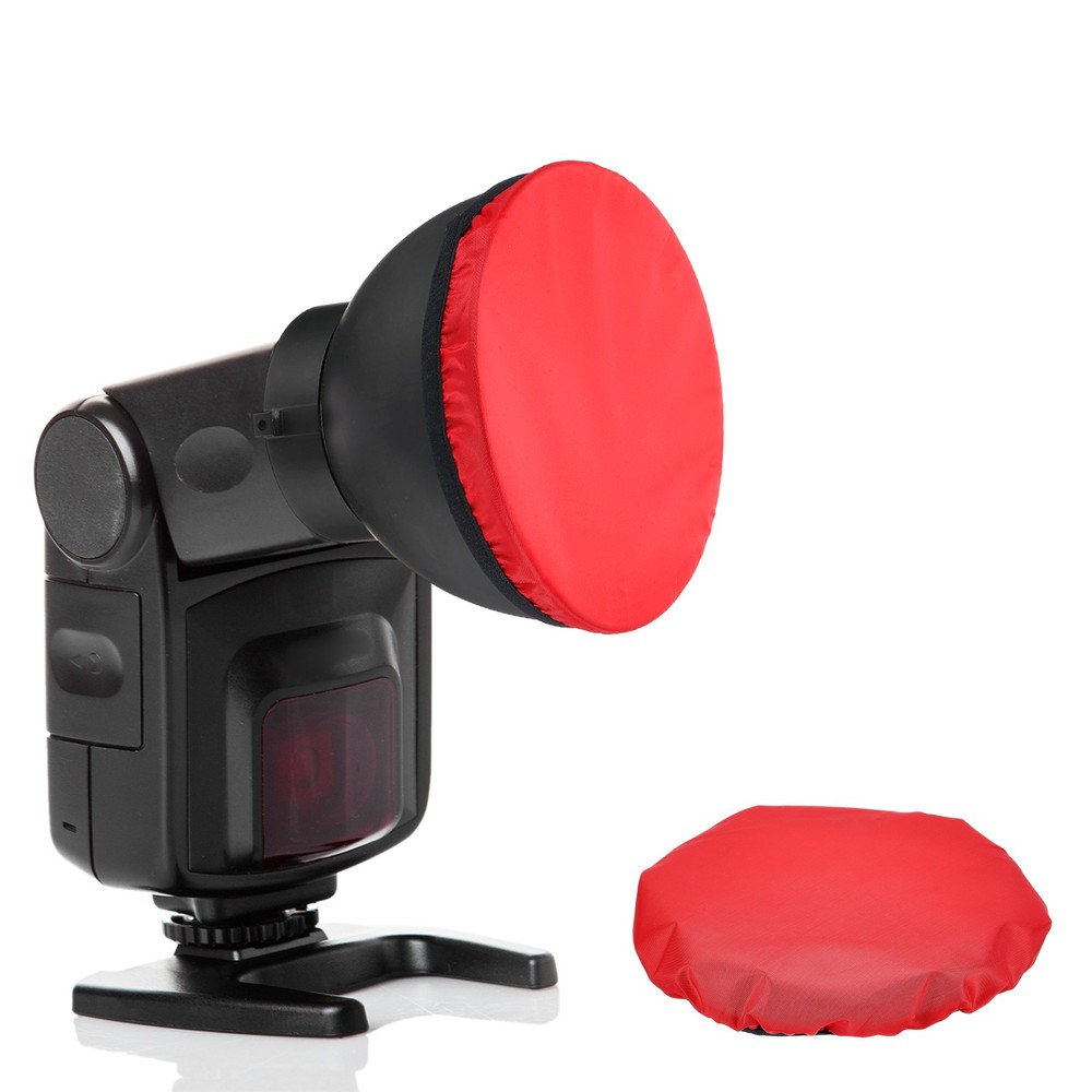 5Pcs 6.3" x 6.3" Soft Mini Flash Bounce Diffuser Cap, For Flashlight, Red