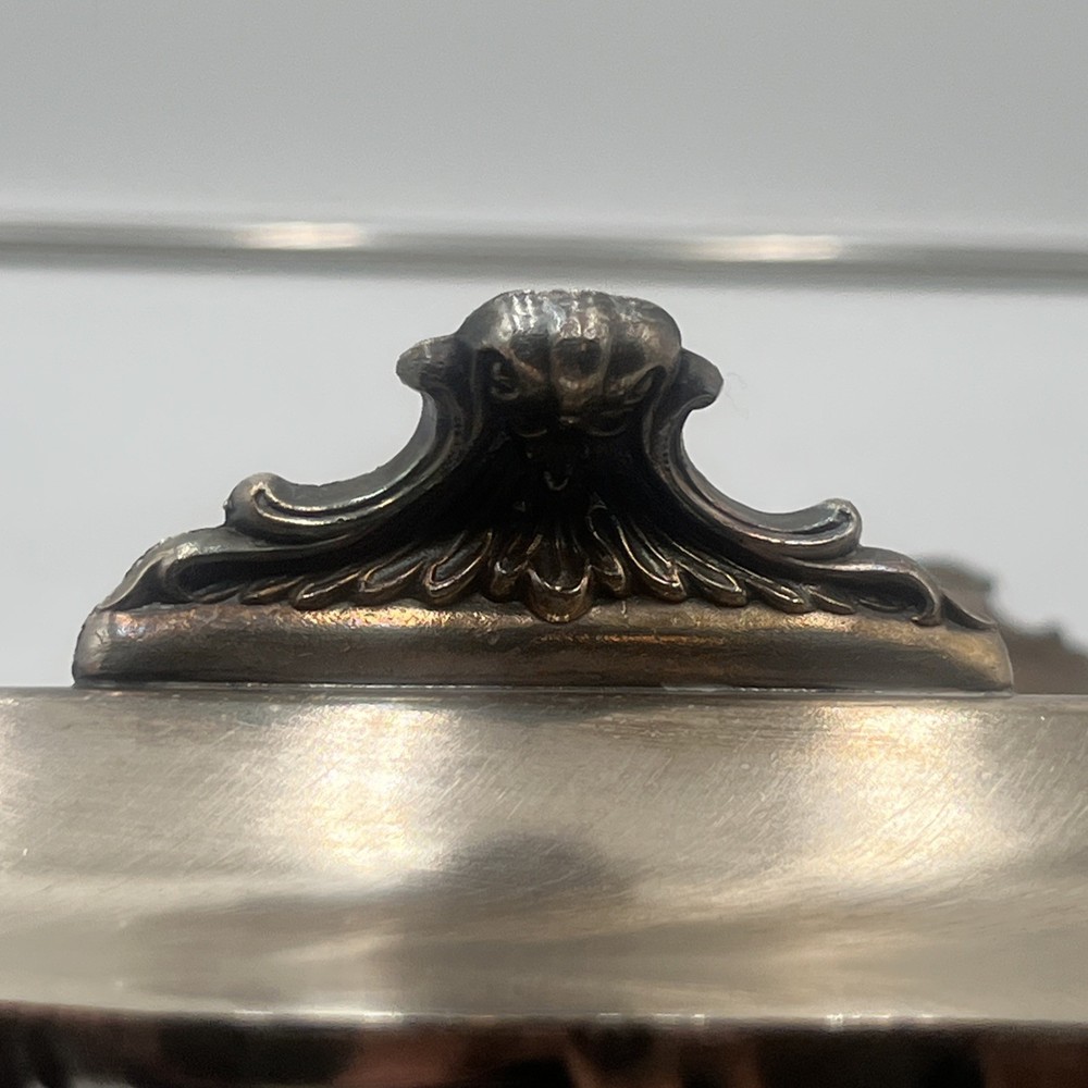 VTG Silverplate Large Footed Floral Butler Heavy Silver Serving Tray 30" X 20”