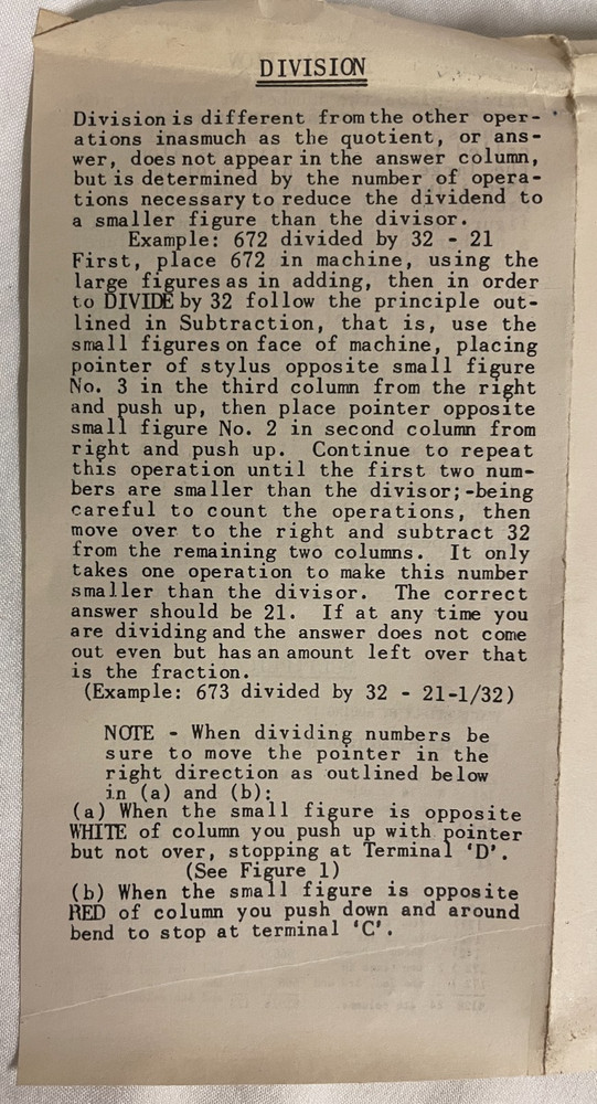Tom Thumb Hand Adding Machine, Original Stylus, Sleeve, & Instructions