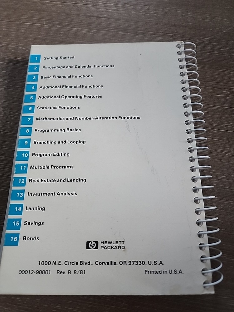 Hewlett Packard HP-12C Owner's Handbook And Problem-Solving Guide 4/86