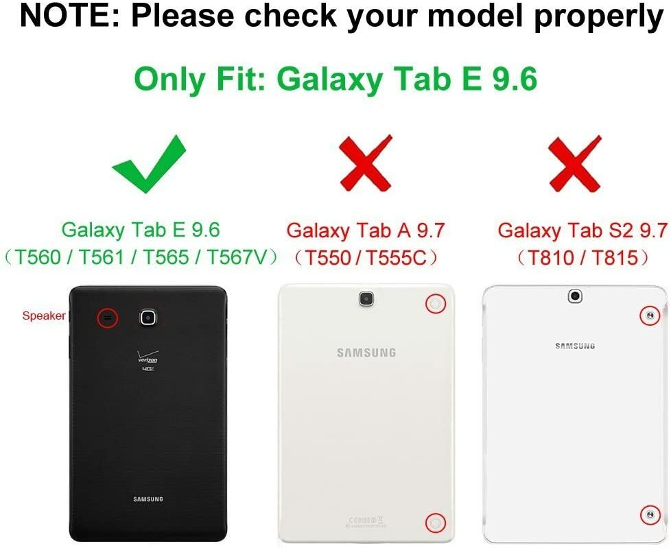 Case for Samsung Galaxy Tab E 9.6 Multi-Angle Viewing Stand Cover with Packet