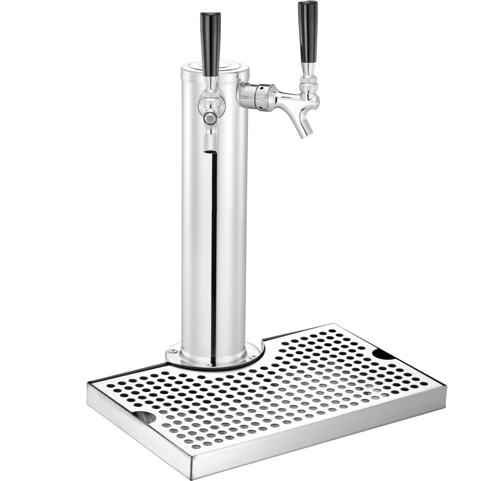 Kegerator Tower Kit Double Taps Beer Conversion Kit with Beer Drip Tray Pan SUS