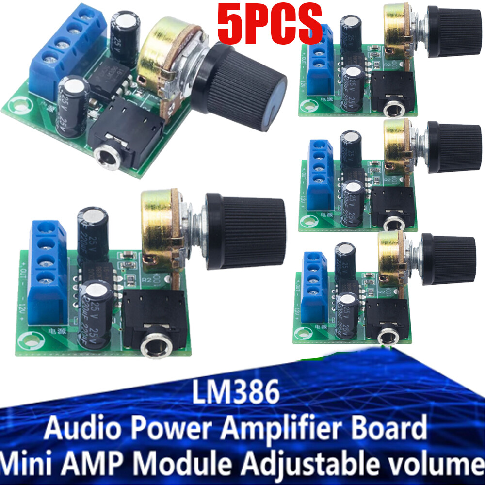 5PCS LM386 Mini Audio Power Amplifier Board DC3~12V Module Adjustable Volume
