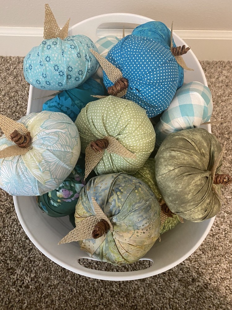 Custom Cloth Pumpkins in coastal colors